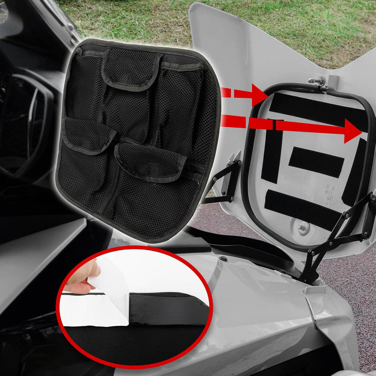 Front Trunk Luggage Bag Cooler Bag Bundles with Removable 5 Mesh Pockets Frunk Lid Organizer Bag For Can-Am Spyder F3 F3-S F3-T F3-L 2015+ Models Accessories