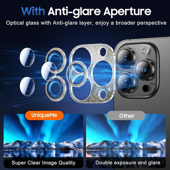 UniqueMe 3 Packs Compatible for iPhone 13 Pro Max/iPhone 13 Pro Camera Lens