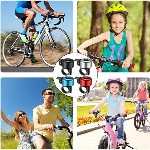 Hestya Bike Bells - Loud Crisp Aluminum Bicycle Ring Bell Set | 4 Pieces for Mountain & Road Bikes