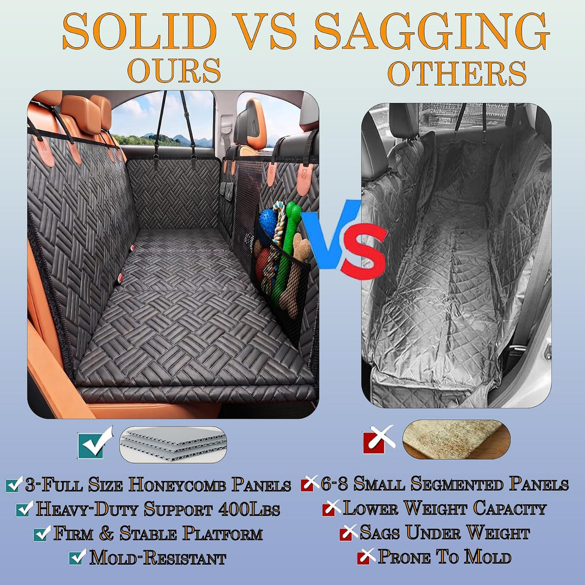 Hard Bottom Dog Car Seat Cover, Waterproof Dog Hammock