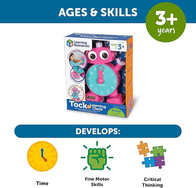 Learning Resources Tock The Learning Clock Pink