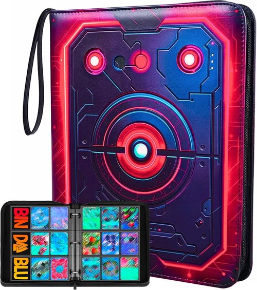 3D Relief Card Binder - Premium PU Leather Trading Card Album with 900 Pockets | Waterproof & Zippered | Perfect Gift for Boys & Girls