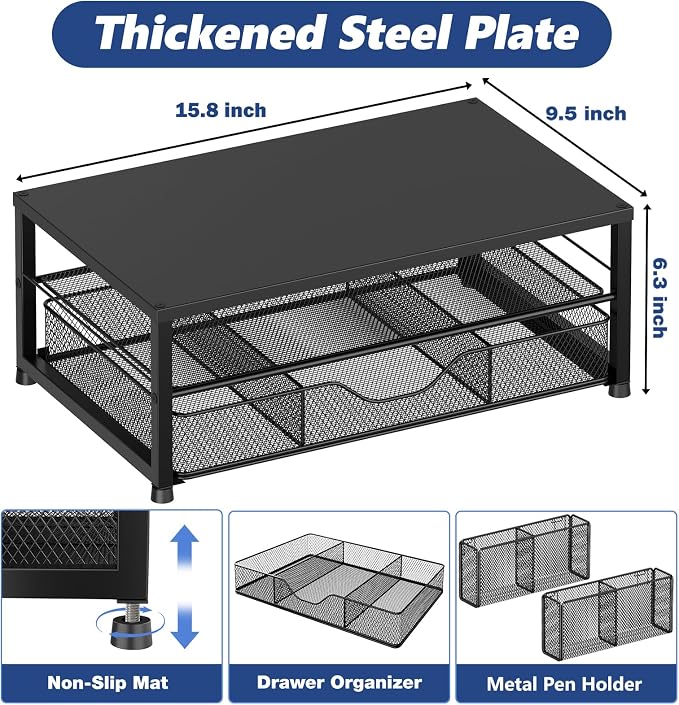 OPNICE Desk Organizer and Accessories, Dual Computer Monitor Stand Riser