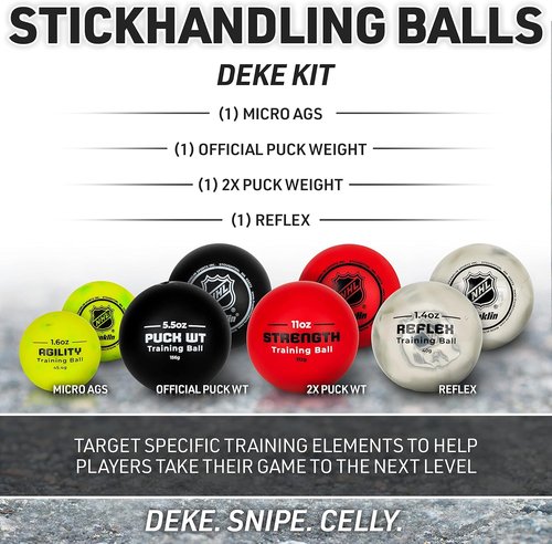 Franklin Sports NHL Hockey Stick Handling Balls - Weighted Mini Training Aids for Speed & Skill Practice