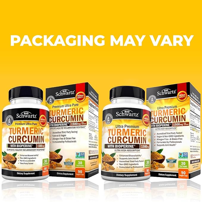 Turmeric Curcumin with Black Pepper Extract 1500mg - High Absorption Ultra Potent Turmeric Supplement with 95% Curcuminoids and BioPerine - Non GMO Tumeric Capsules for Joint Support - 90 Capsules