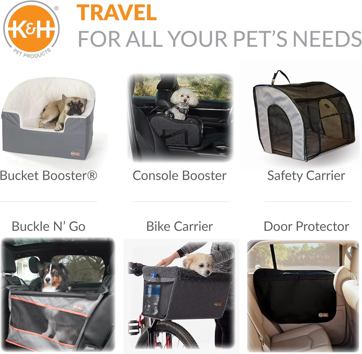 K&H Dog Car Seat, Bucket Booster for Cats & Dogs, Small, Black/Cream