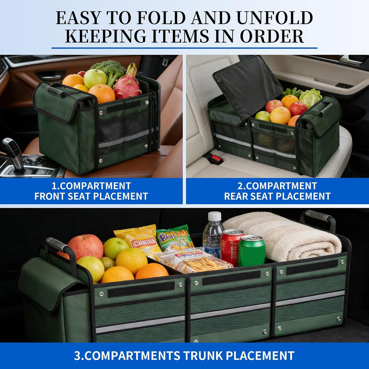95L Collapsible Car Trunk Organizer, Detachable Insulated Cooler Bag