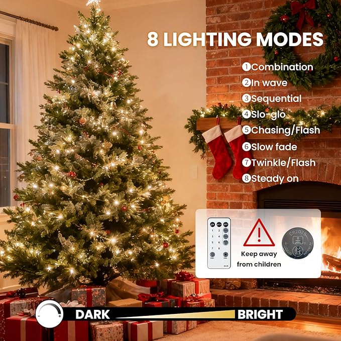 Fairy Lights Plug in, Dailyart 3000 Led Cluster Lights with Timer 195Ft Waterproof Warm Twinkle String Light with Remote for Bedroom Wreath Garland Window Wedding Christmas Tree Decoration, Green Wire