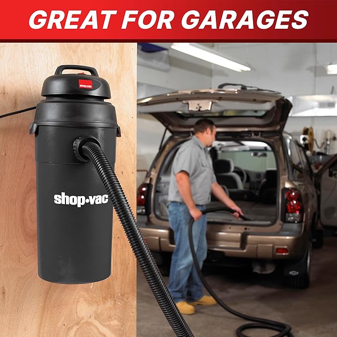 Shop-Vac 9522205 5 Gallon 5.5 Peak HP Hangup Wet/Dry Vacuum, 1.25 Inch Diameter x 18 Foot Hose, 6 Foot Cord, Wall Mount Included, Ideal for Garage, Workshop & Home