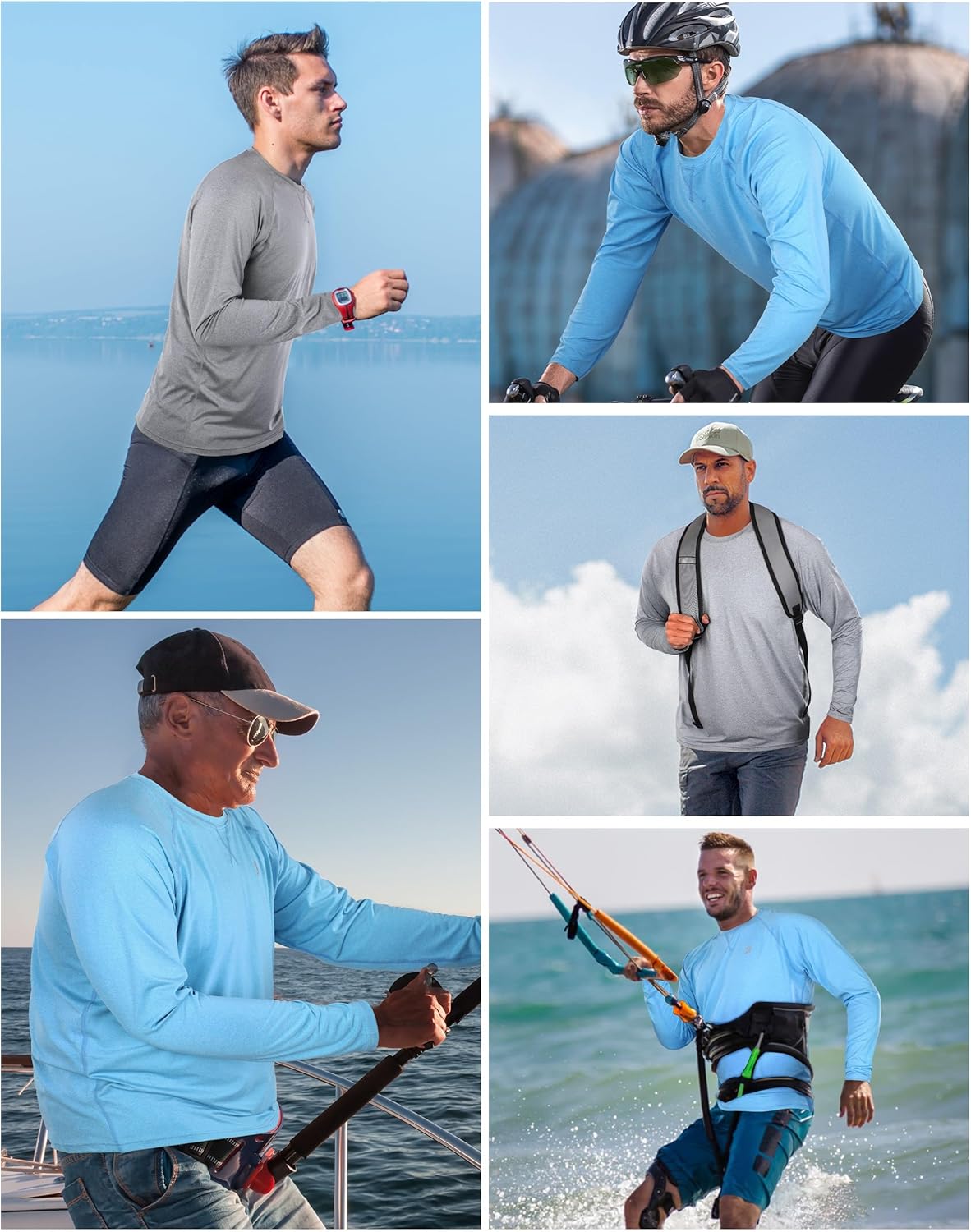 Roadbox UPF 50+ Sun Shirt for Men - UV Protection Long Sleeve Quick Dry Rash Guard | Ideal for Fishing, Hiking, Running