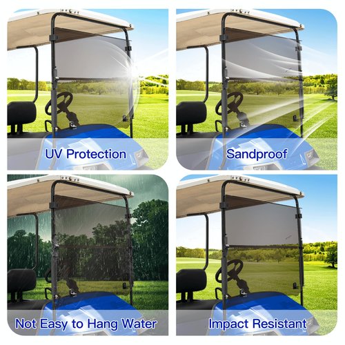 NOKINS Golf Cart Windshield Compatible With EZGO TXT(1995-2013) & PDS & DCS Gas & Electric model Golf Cart Folding Style Windshield Tinted