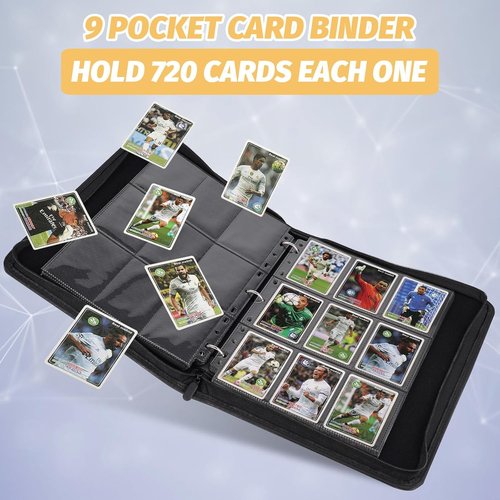 GERMUN 9 Pocket Card Binder - Premium Zip Trading Card Album for MTG, TCG, Sports Cards | 720 Double-Sided Pockets (Grey)