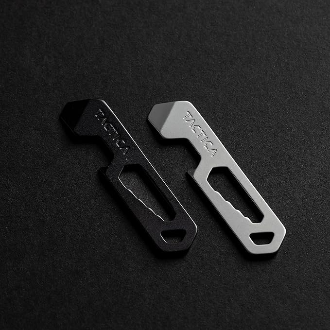 TACTICA M.005 Micro Tool, 6-in-1 Stainless Steel EDC Pry Bar Multitool Keychain, Wrench, Screwdriver and Keychain Bottle Opener, Ultralight Every Day Carry (Black)