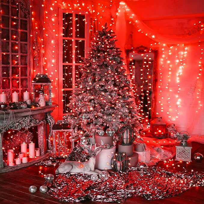 70FT Red String Lights, 210 LED Waterproof Seasonal Fairy Lights with 8 Modes, Indoor Outdoor Decorative Lighting for Christmas, Valentine’s Day, Wedding, Party, Garden