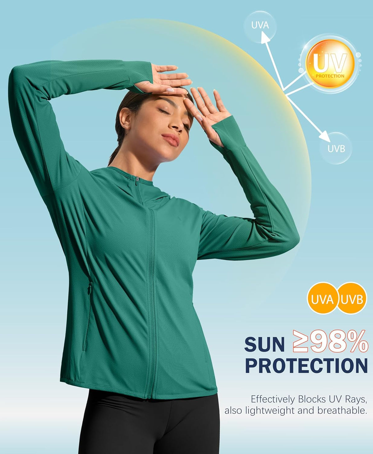 Soothfeel Women's Lightweight UPF 50+ Sun Protection Hoodie Jacket | Long Sleeve with Pocket for Outdoor Hiking
