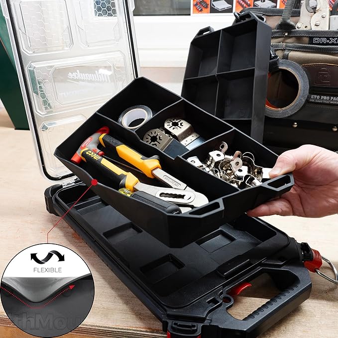 StealthMounts Six FlexiTray | Flexible Tool Trays Compatible with Milwaukee PACKOUT | Organiser for Tools, Nuts, Bolts & Parts | Workshop, Garage & Van Storage | Made in The UK