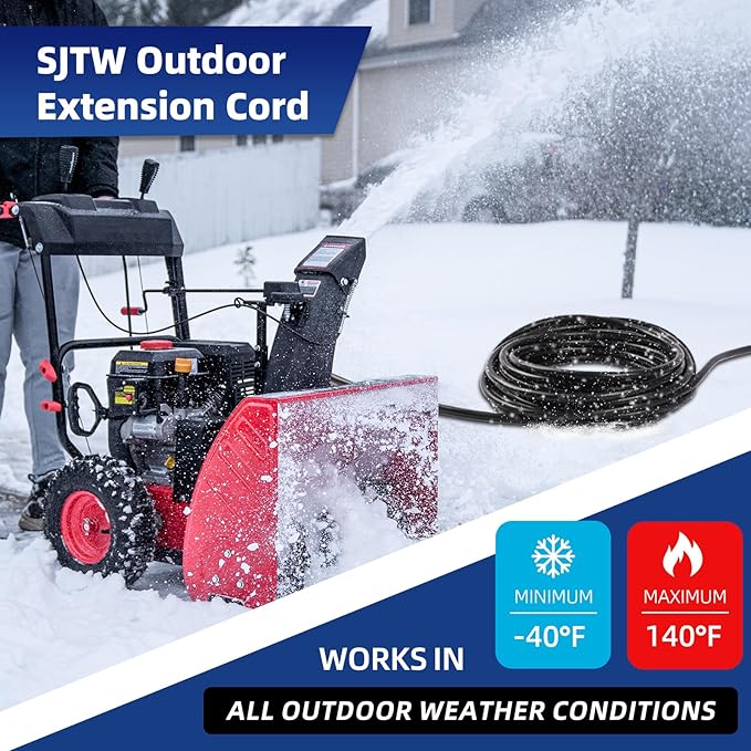 50 FT Outdoor Extension Cord with Multiple Outlets, 12 Gauge Heavy Duty Black Extension Cord Waterproof with 3 Outlet, 3 Prong Power Cord for Garden and Home Use Indicator Light, ETL Listed