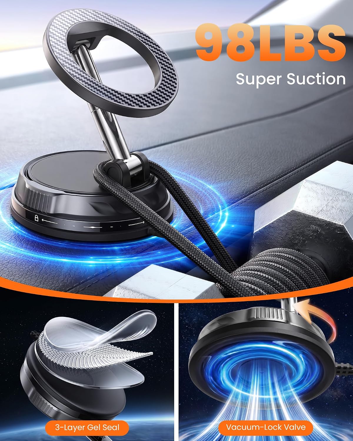 for Magsafe Car Mount, [2026 Ultra Vacuum] Magnetic Phone Holders