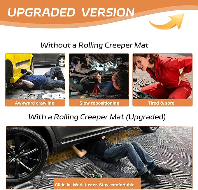 Upgraded Magical Rolling Creeper Mat Car RepairGarage Mat 60"X28",Made Available For Self-Driving Tourong-Haul Truck for Working On The Ground Working Excellent Mechanic Repair mat-Black