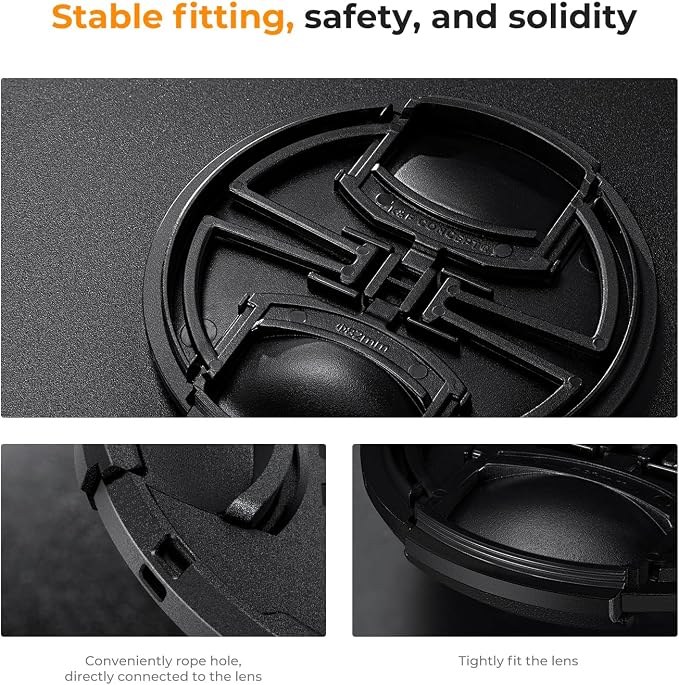 K&F Concept 77mm Lens Cap, 9-in-1 Center Pinch Lens Cover + Anti-Loss Keeper