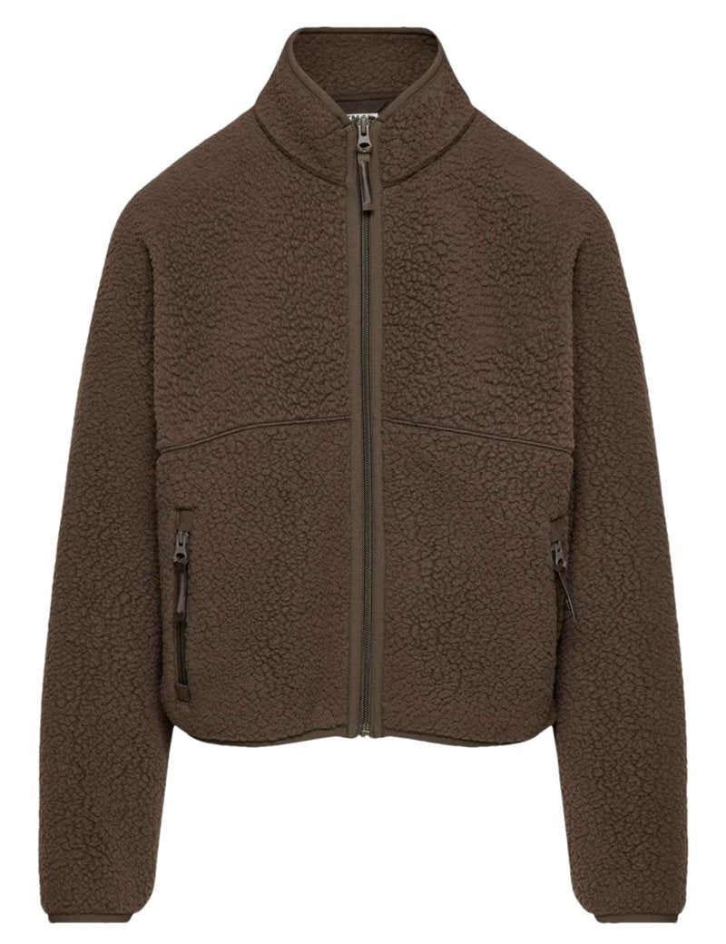 Yozazzy Fleece Jackets Women Causal Long Sleeve Sherpa Jacket Warm Ziper Fuzzy Coat Sweatshirts Trendy with Pockets(Brown-M)