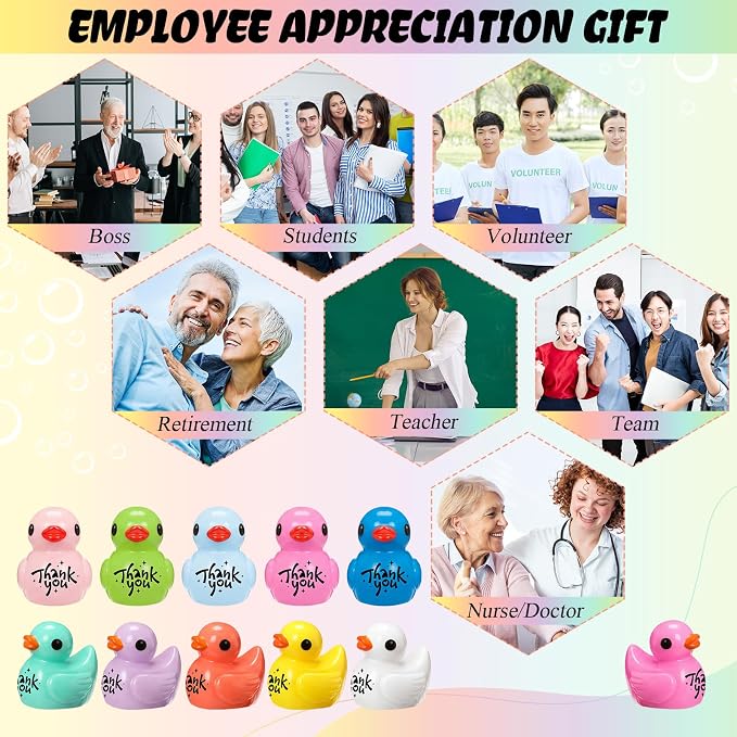 Skylety 50 Pcs Thank You Gifts Mini Resin Ducks Appreciation Gifts