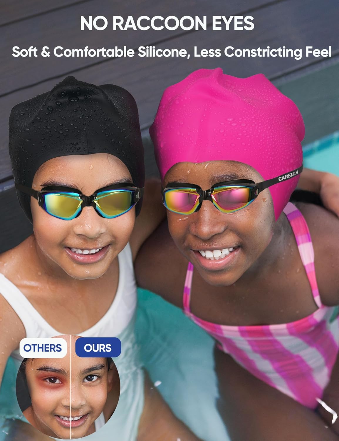 Skiennix Kids Swim Goggles - Anti-Fog Pool Goggles for Ages 3-14 | 2 Pack for Boys & Girls