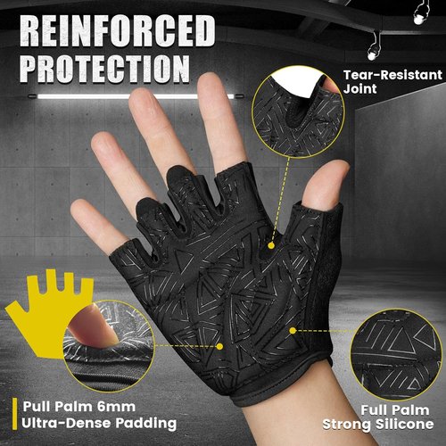 HOZMOZ Weight Lifting Gloves - Ventilated, Thick Padded Design for Full Palm Protection | Unisex Fitness Training