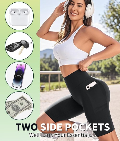 NEW YOUNG Biker Shorts - High Waisted Yoga Shorts with Pockets for Tummy Control | 5"/8" Sizes