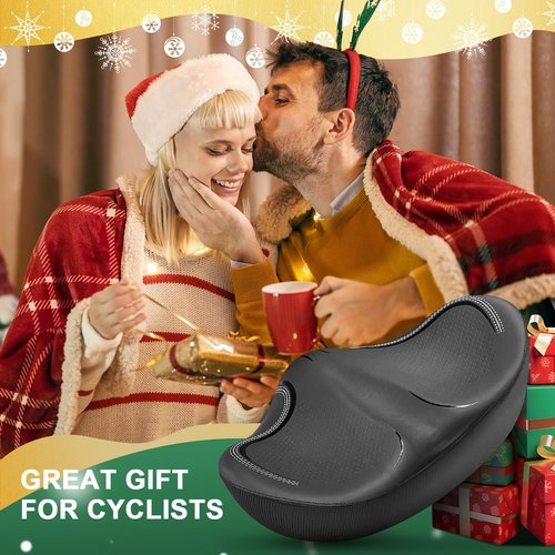 GINEOO New Noseless Oversized Bike Seat, Extra Wide Comfort Pure Memory Foam Bicycle Seat Cushion, Compatible Saddle Replacement with Electric Bike, Exercise, Cruiser, Road Bike for Men & Women