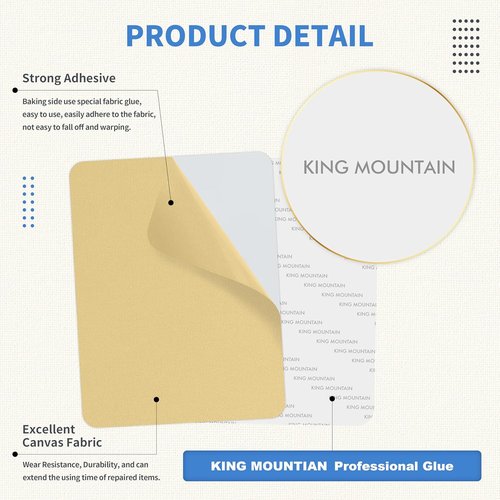 KING MOUNTAIN Canvas Repair Patch - 5x8 Inch Self-Adhesive Waterproof Fabric Patches (8 Pcs, Beige)