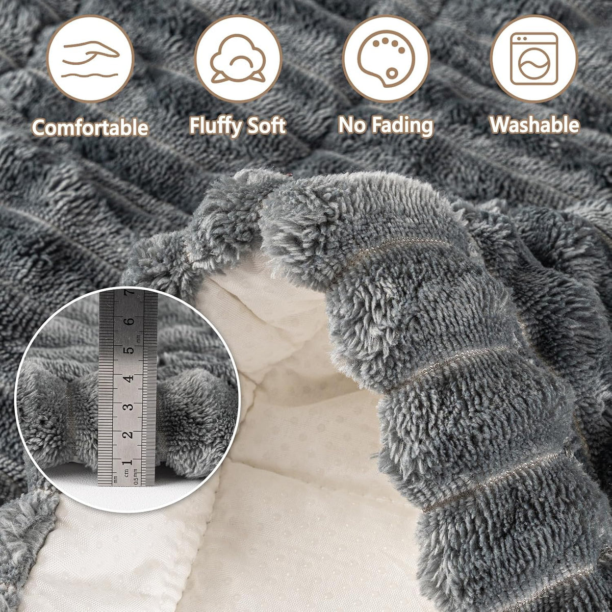 Capslpad Couch Covers for Dogs Washable Non Slip Pets Sofa Covers Fuzzy Sofa Slipcover Geometric Pet Friendly Mat Cushion Protector Travel Pet Mat for Living Bedroom Car Back Seat, Dark Gray 27.5"x59"