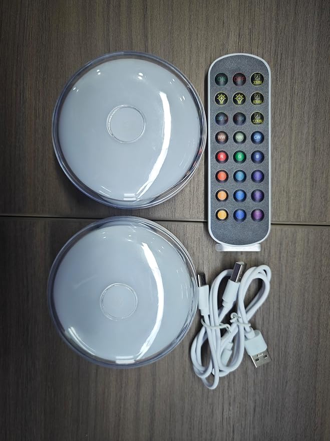 Loscarol Rechargeable Shower Lights with Remote, 15 RGBW Color Changeable Shower Lamp Waterproof, Dimmable ＆Timer Ceiling Light, Wireless LED Mood Lighting for Bathroom, Closet (Black, 4-Pack)