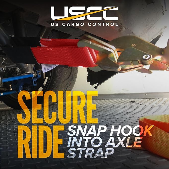 US Cargo Control Twisted Snap Hook Ratchet Strap 2 Inch x 8 Foot, 10,000 LBS Break Strength, Car Tie Down Straps for Trailers, Tie Down Cars, Motorcycles, Race Cars - Low-Profile Ratchet