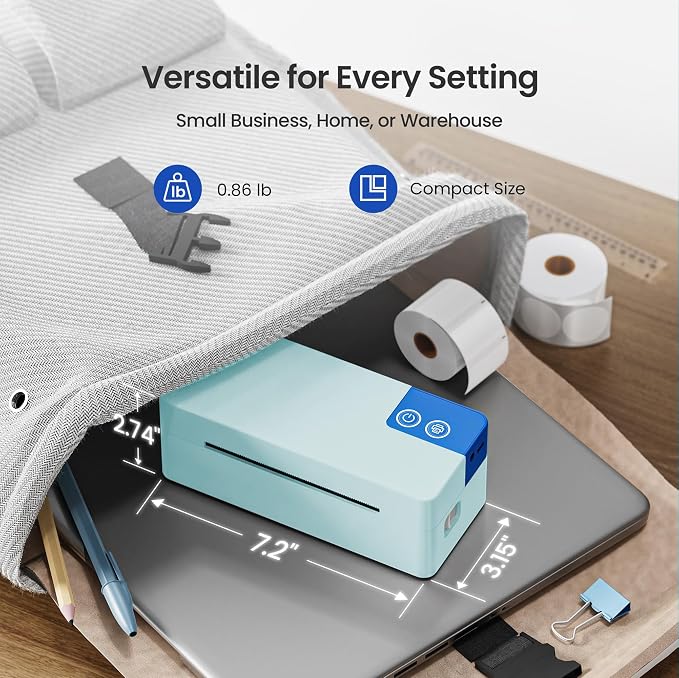 Bluetooth Thermal Shipping Label Printer, 4x6 Portable Direct Thermal Printer