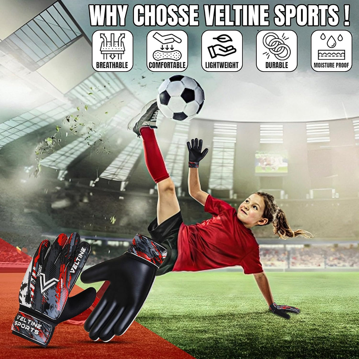 Regine Switzerland Soccer Goalie Gloves - Youth & Adult Football Gloves with Double Wrist Protection & 4mm Anti-Slip Grip