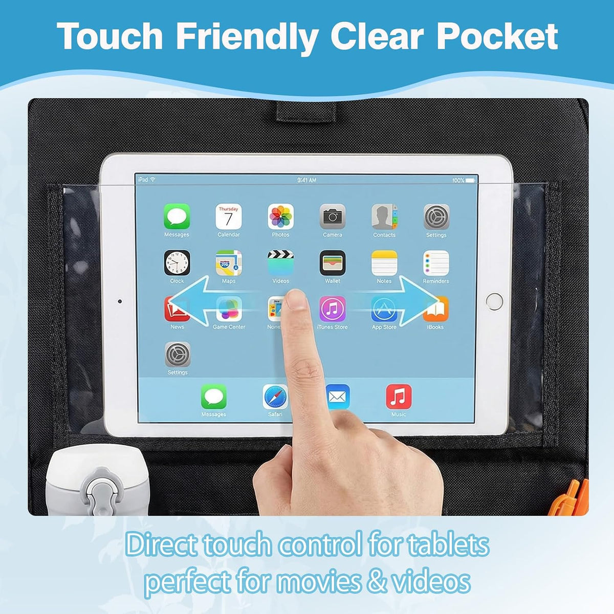 Car Backseat Organizer with Foldable Table Tray & Touchable Tablet Holder