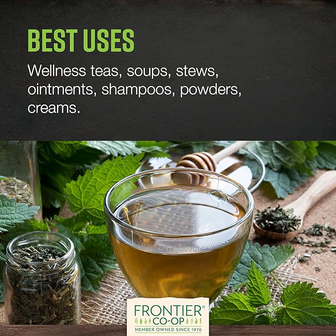 Frontier Co-op Organic Stinging Nettle Leaf, 1lb Bulk Bag, Cut & Sifted - Ideal for Making Nettle Tea, Kosher Certified
