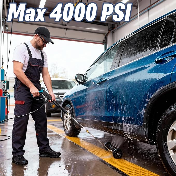 Undercarriage Pressure Washer Attachment, 16" Water Broom and Under Carriage Car Cleaner, Electric Power Wash Accessories with 3 Pieces Extension Wand, 1/4" Connector, 4000 PSI, Black