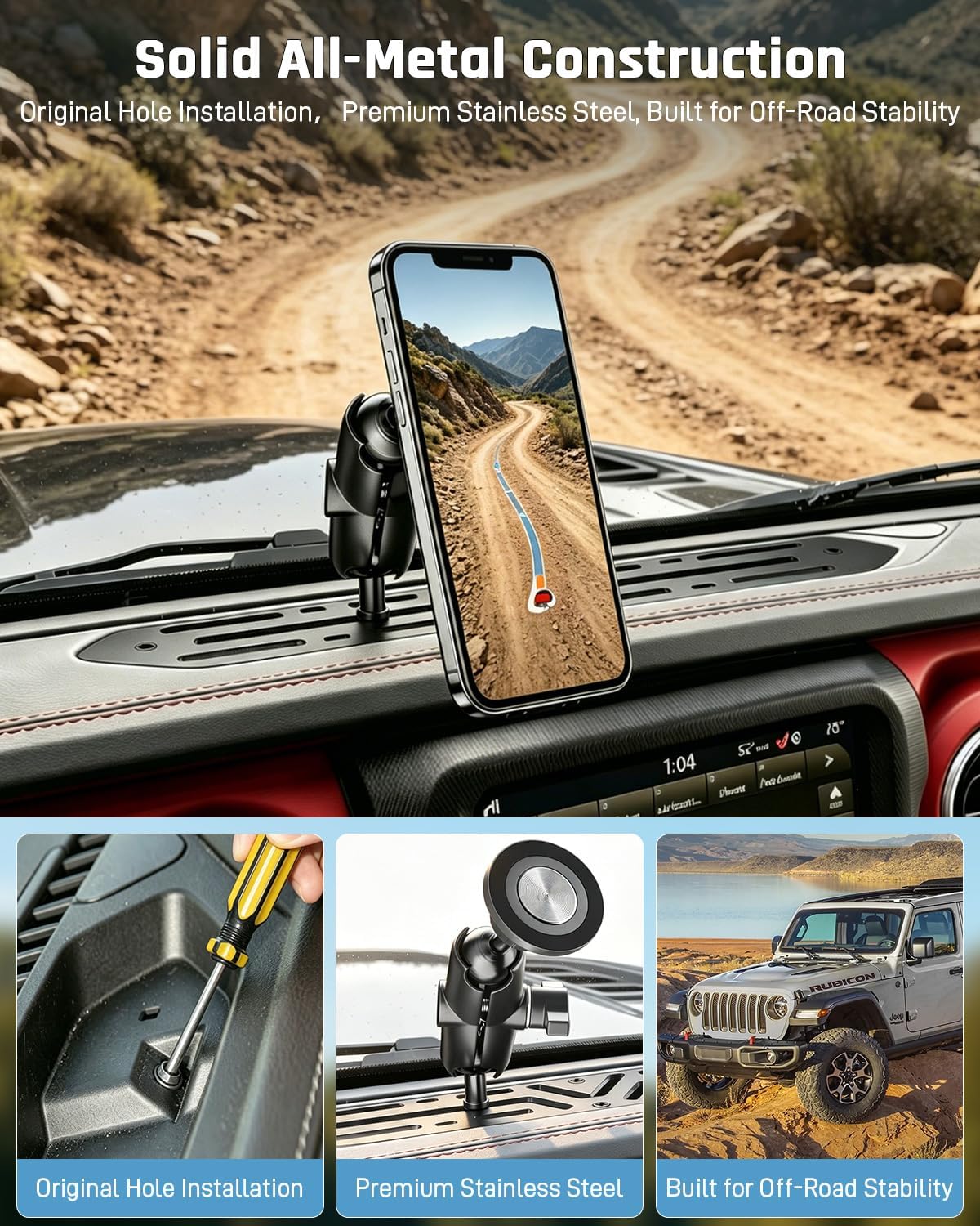 Phone Holder for Jeep Wrangler JL 2018-2023 & Gladiator JT 2020-2023