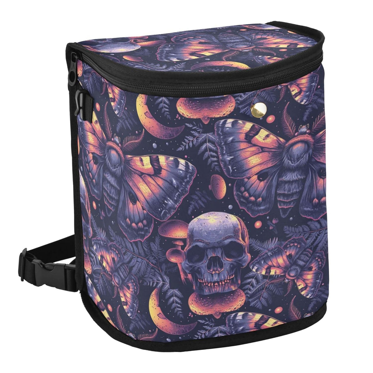 Mnsruu Car Trash Can with Lid, Neon Purple and Bats Stars and Moons Car Trash Bag Hanging Organizers and Storage for Front Back Seat, Leak-Proof Trash Bin