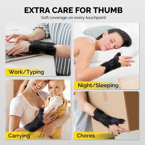 FEATOL Thumb Brace Right Hand - Ergonomic Support for Trigger Thumb & De Quervain's | Size S/M (5"-6.5")