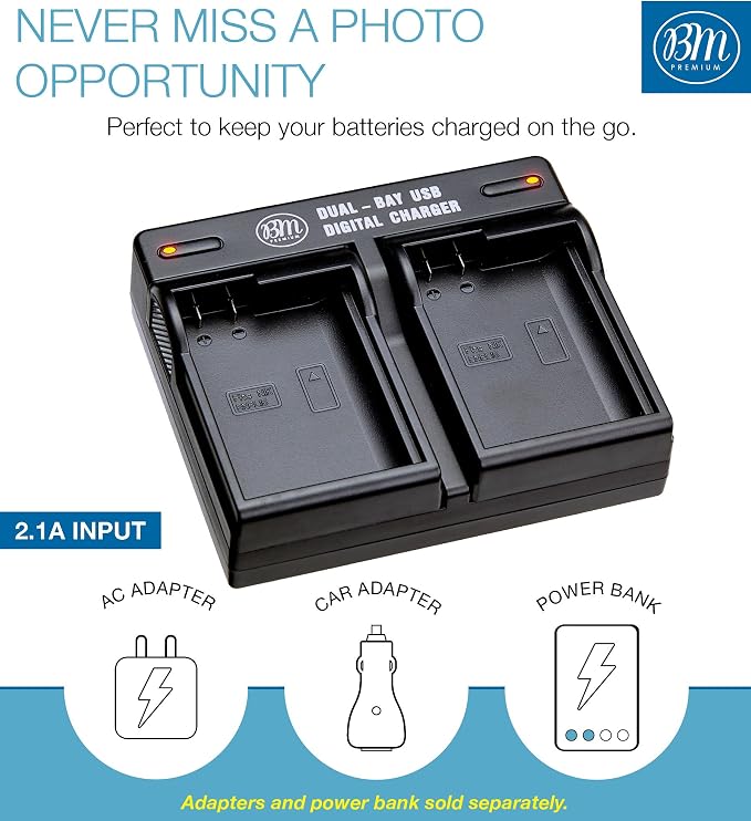 BM Premium 2-Pack EN-EL15B Batteries & Dual Bay Charger