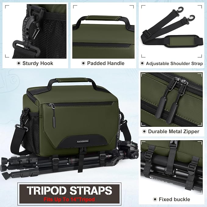 RAINSMORE Camera Bag, DSLR/SLR/Mirrorless Small Camera Sling Bag Waterproof