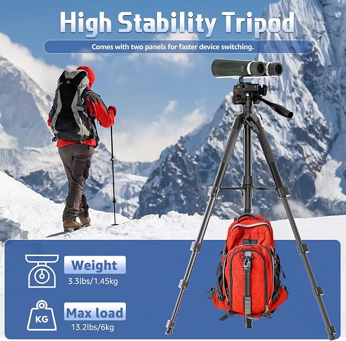 Binocular Tripod, 72” Spotting Scope Tripod Stand