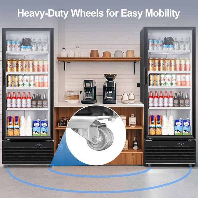 Glass Door Beverage Display Refrigerator 350L 590 Can Black | Fast cool, low noise, self-closing door, glass door, for store/office