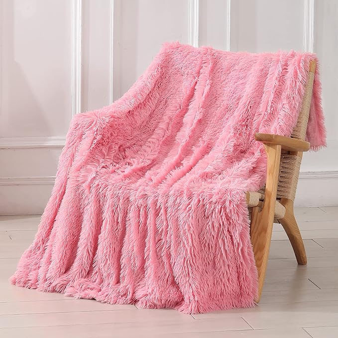 Tuddrom Decorative Extra Soft Faux Fur Blanket Twin Size 70" x 78", Solid