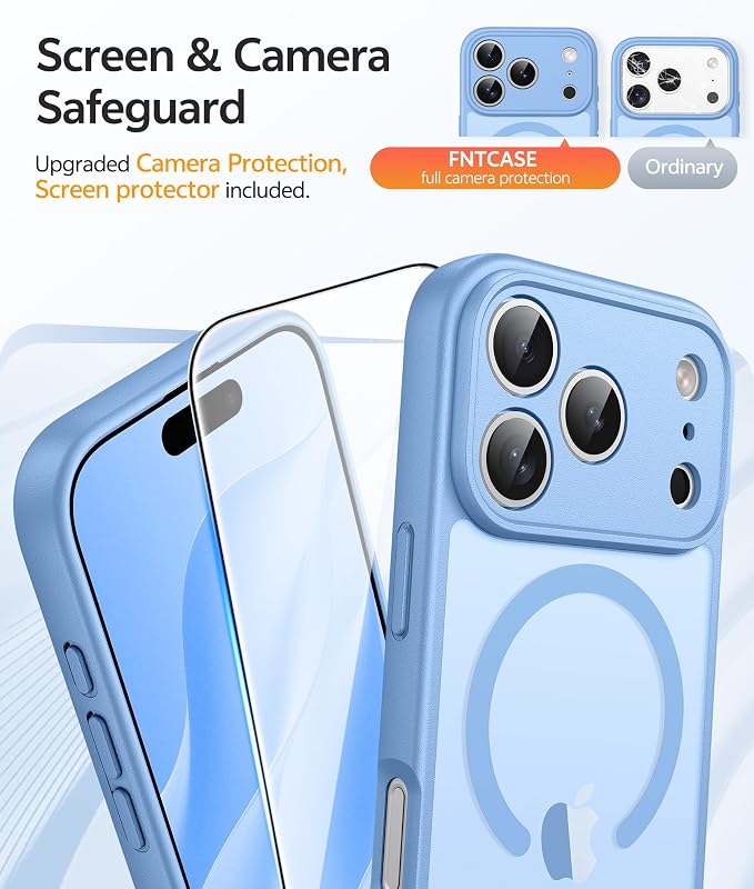 FNTCASE for iPhone 17 Pro Case: Translucent Matte Cases