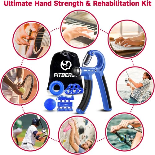 FitBeast Grip Strengthener Kit - Adjustable Resistance Hand Grips for Forearm Strength | 5 Pack