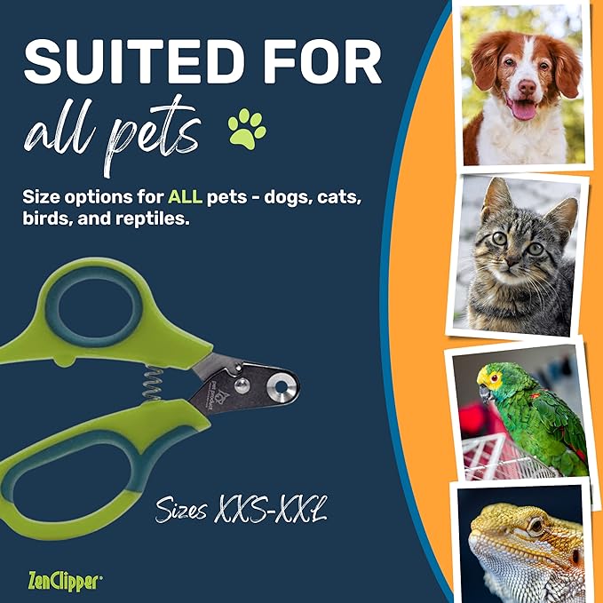 Zen Clipper Pet Nail Clipper for Dogs – Dog Nail Trimmer for Safer Grooming Care - Clean, Quiet, and Easy-to-Use Stainless Steel Claw Trimmer - (3mm Hole)